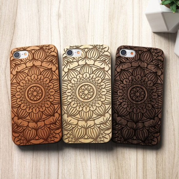 Accessories - Wood Mandala Laser Engraved iPhone SE Phone Case